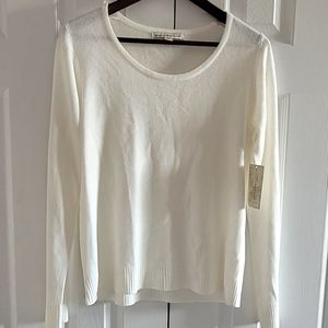 Debbie Morgan Cream Long Sleeve Scoop Neck Pullover Sweater, Size M, NWT!
